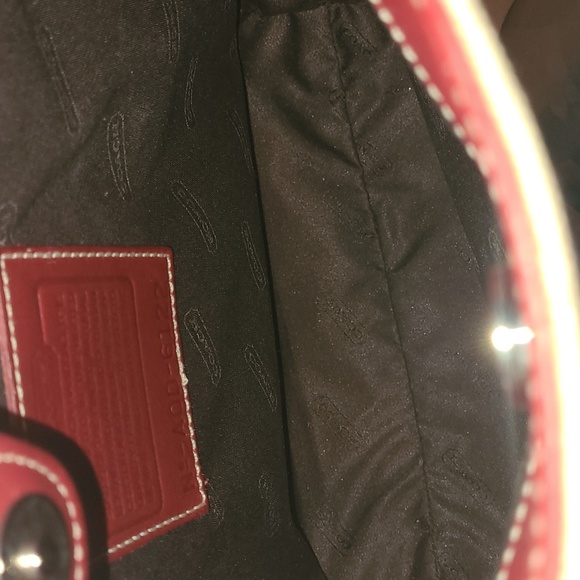 Coach leather and linen shopper tote bag beige and red - Picture 4 of 5